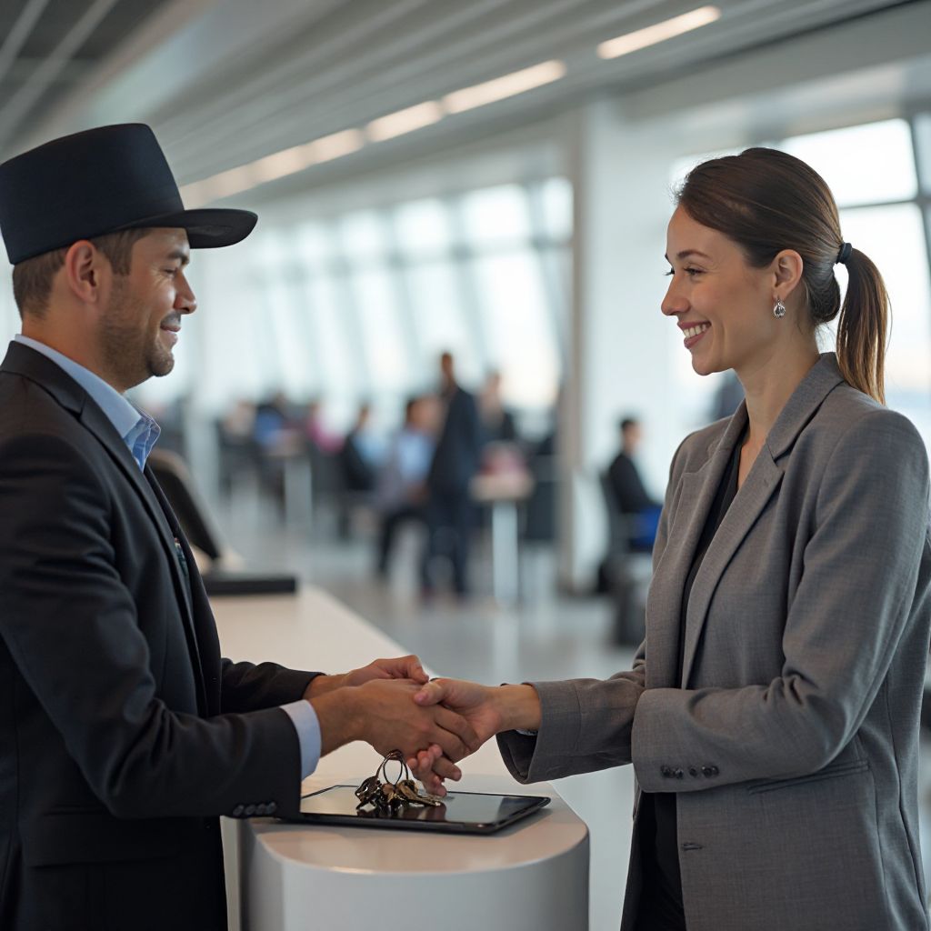 Cliente recogiendo su vehículo en aeropuerto