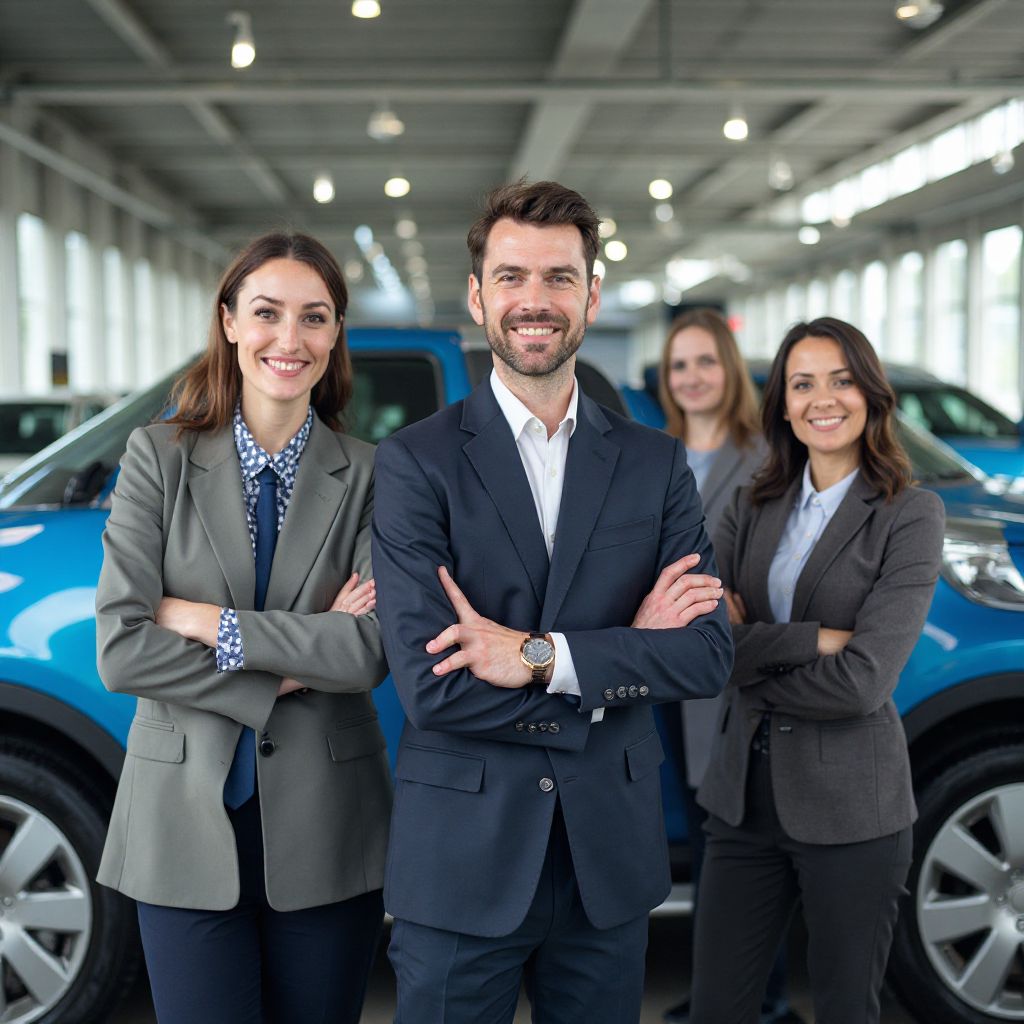 Equipo de Argentina Rent frente a su flota de vehículos