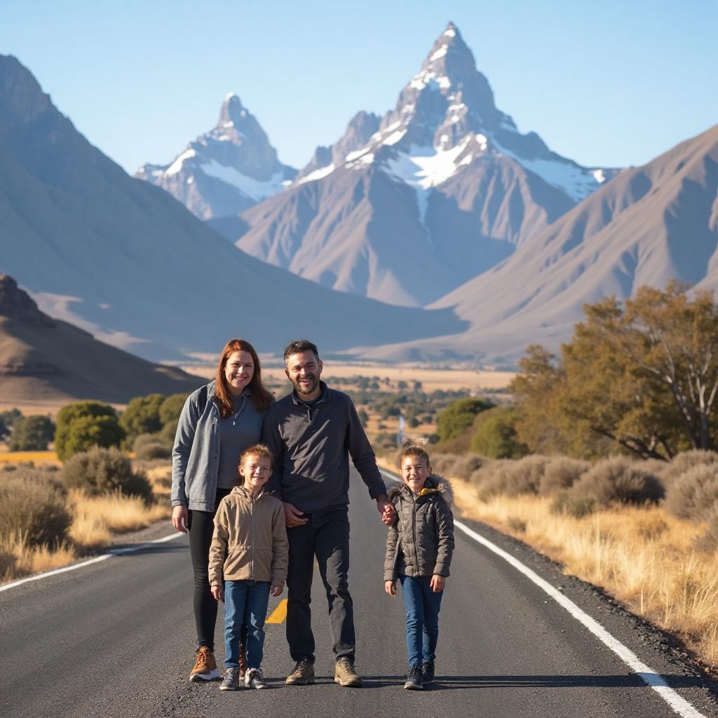 Familia disfrutando de un viaje en auto por Argentina